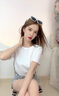 VESRNN高檔品牌純棉t恤女100%棉夏新款韓版衛(wèi)衣短袖上衣寬松圓領(lǐng)打底衫 白色 L 【建議105-115斤左右】 曬單實拍圖