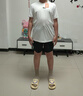安踏男童運(yùn)動(dòng)套裝夏裝冰絲速干短袖短褲兩件套T恤五分褲兒童衣服 白T黑褲7104 165 曬單實(shí)拍圖