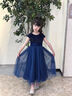 思妙星兒童高定公主裙女童鋼琴考級演奏演出服管樂團小提琴主持人晚禮服 藏青色 150 曬單實拍圖