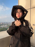 鴨鴨中長(zhǎng)款羽絨服女2025冬季新款撞色連帽時(shí)尚保暖顯瘦韓版派克服外套 米白色 M (建議110-130斤) 曬單實(shí)拍圖