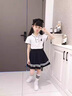 G.DUCKKIDS女童夏裝套裝2024新款洋氣兒童衣服女孩夏季百褶裙學(xué)院風(fēng)衣服兩件 白色一套 130 建議120-130cm7-8歲 曬單實拍圖