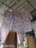 朵朵·可可【涼感貢緞】春夏季新款寬松純棉印花短袖長(zhǎng)褲女家居服睡衣套裝 淺粉 L (165) 曬單實(shí)拍圖