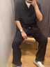 安初夏夏季冰絲短袖t恤男寬松薄款休閑套裝慵懶風(fēng)潮流高級感襯衫三件套 三件套黑色襯衫+黑色T恤+黑色褲 XL 建議130-145 曬單實拍圖