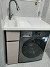 不銹鋼陽(yáng)臺洗衣機柜組合定制滾筒洗衣機帶搓板洗衣池臺盆一體伴侶 95cm平盆【顏色左右備注】 曬單實(shí)拍圖