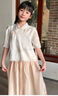 女童連衣裙夏裝2025新款女孩夏季中式國風漢服裙子兒童公主裙套裝 橘粉色 130 曬單實拍圖