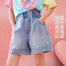 ASK JUNIOR【燙鉆】?jī)和澴?5夏季中大童牛仔短褲女童直筒褲透氣親膚中褲 曬單實(shí)拍圖