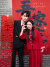 卡悠萊（KAYOULAI）訂婚禮服男女套裝新中式旗袍敬酒服新娘紅色高級感晨袍結婚婚服秀 酒紅色松緊腰兩件套項鏈 M 均碼 曬單實(shí)拍圖