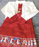 花丫花丫兒童馬面裙女童春夏季套裝兒童節(jié)中國風(fēng)漢服女孩唐裝表演演出服 紅色 常規(guī) （贈項鏈） 160cm 曬單實拍圖