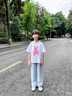 OVE兒童夏天褲子2025夏季薄款女童長褲寶寶寬松直筒褲女孩天絲牛仔褲 15040淺藍(lán)格【天絲·牛仔褲】 150 cm 曬單實(shí)拍圖