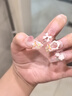 小孩指甲貼穿戴甲女童小學(xué)生兒童美甲貼片9-12歲穿戴甲中長款帶鉆 仙氣蝴蝶玫瑰花=中長 24片 曬單實(shí)拍圖