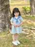 歐姆熊女童連衣裙夏季2025新款洋氣時髦寶寶兒童夏裝休閑衣服小公主裙子 海軍藍(lán) 90 CM 曬單實拍圖