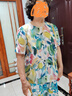 兆君2025春夏桑蠶絲真絲上衣新款油畫(huà)印花短袖雙縐圓領(lǐng)泡泡袖女裝 莫奈花園 L 曬單實(shí)拍圖