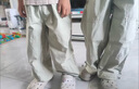 G.DUCKKIDS小黃鴨男童夏季薄款褲子2025新款中小童夏款工裝長褲兒童韓版洋氣 淺綠色 拼接抽繩防蚊褲 110 cm 建議身高100cm 曬單實(shí)拍圖