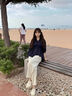 京多夢夏季2025新款時尚遮肚七分袖上衣襯衫收腰洋氣時尚襯衣女寬松襯衫 黑色 M (90-110斤) 曬單實拍圖