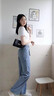 塔馳密司（TOUCH MISS）時(shí)髦顯瘦闊腿牛仔褲女夏季輕奢品牌時(shí)尚垂感天絲拖地褲 灰藍 30 曬單實(shí)拍圖