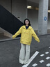 KAMA卡瑪寬松微彎刀休閑褲2025新款秋季女裝量感口袋松緊腰長褲 米白 M 曬單實拍圖