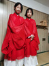 雙魚兔紅色漢服女童新款春秋魏晉古裝復(fù)原中國(guó)交領(lǐng)仙女國(guó)潮 紅色套裝 150 曬單實(shí)拍圖