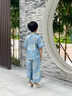 DOMIAMIAKIDS2025新款短袖演出服兒童漢服夏季男童中國(guó)風(fēng)古風(fēng)唐裝女童旗袍 新中式藍(lán)色套裝男 130 【建議身高121-130cm】 曬單實(shí)拍圖