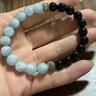 普陀山黑曜石海藍寶手串水晶手鏈轉(zhuǎn)運珠送朋友情侶生日禮物 8mm 曬單實拍圖