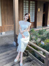 糖力【商場(chǎng)同款】夏新款法式氣質(zhì)蕾絲連衣裙女收腰中長(zhǎng)款裙子 杏色 S 曬單實(shí)拍圖