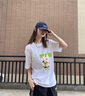 WYKZ夏季短袖t恤男新款韓版潮流卡通印花寬松半袖百搭情侶裝夏裝上衣 黑色 XL 曬單實(shí)拍圖