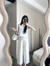 婧麒（JOYNCLEON）孕婦褲春夏季外穿2025新款薄款闊腿褲子托腹長褲奶白色孕婦裝 米杏色【遮肉顯瘦 不勒肚子】 XL 曬單實拍圖