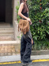 貞嘻流蘇包斜挎大容量牛仔包民族風(fēng)包包女包新疆旅游棕色單肩包馬鞍包 復(fù)古斜挎流蘇包【棕色】 曬單實(shí)拍圖
