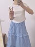 素織錦藍(lán)白色格子半身裙女夏季薄款2025新款蛋糕裙中長(zhǎng)款a字拼接小清新 小清新格子半身裙【藍(lán)白色】 L 【推薦體重110-130斤】 曬單實(shí)拍圖