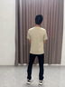 Lee dprre冰絲短袖T恤男士2025新款夏季半袖男款上衣服情侶裝寬松男生男裝 J808杏色 M 曬單實(shí)拍圖