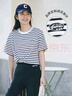 茵曼百搭通勤女裝條紋圓領(lǐng)短袖t恤春夏季休閑寬松顯瘦上衣 藍(lán)白條 M 曬單實(shí)拍圖