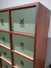 璽豹法式復古風(fēng)斗柜實(shí)木臥室儲物柜沙發(fā)旁三四五斗柜客廳靠墻儲物柜子 橡木色+綠色80四斗 曬單實(shí)拍圖