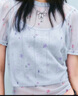 UR2025春季新款女裝溫柔氣質(zhì)清透薄紗碎花短袖T恤UYU450026 粉藍(lán)印花 M 曬單實(shí)拍圖