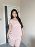 浪莎睡衣女夏季薄款2025年無袖冰絲短褲家居服可外穿莫代爾背心套裝 25739背心+短褲 L 建議100-120斤 曬單實拍圖
