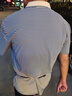 羅蒙（ROMON）高品質(zhì)高端純棉短袖t恤男士夏季翻領(lǐng)條紋polo衫中年休閑半袖上衣 605藍(lán)色短袖【細(xì)條】 2XL 54 160-180斤 曬單實拍圖