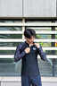 水立方泳衣沖浪服潛水服男長袖游泳上衣防寒防曬沖浪服速干衣 黑色  L  曬單實拍圖