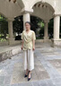 啄木鳥(niǎo)媽媽夏裝短袖套裝洋氣小衫2025年新款50-60歲洋氣衣服中老年女裝 淺藍單件上衣+米色褲子 2XL 建議105-120斤 曬單實(shí)拍圖