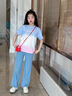 優(yōu)優(yōu)1點(diǎn)（Yoyo one）女童夏季套裝兒童新款夏裝大童洋氣炸街短袖初中生夏天闊腿褲 15013藍(lán)色+18897藍(lán)漸變粉 160 曬單實(shí)拍圖