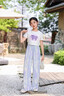 moonkids女童夏季套裝冰絲休閑褲子2025夏裝新款兒童短袖長(zhǎng)褲兩件套中大童 兩件套 9889短袖+15090闊腿褲 120 cm 曬單實(shí)拍圖