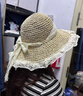 蕉京遮陽(yáng)草帽女夏防曬帽海邊沙灘遮陽(yáng)帽蕾絲花邊鏤空大帽檐草編帽子 蕾絲邊遮陽(yáng)帽【米色】 均碼 曬單實(shí)拍圖