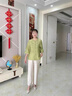 恰凡（QIAFAN）媽媽裝夏裝2025新款套裝洋氣質(zhì)中老年女裝夏季上衣國風(fēng)刺繡兩件套 綠色+米色棉麻褲 3XL  建議125-135斤 曬單實(shí)拍圖