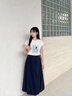 香影藏青色a字高腰半身裙女2025夏季新款傘裙垂感氣質(zhì)通勤中長裙 藏青 S 155/80A/85-95斤 曬單實(shí)拍圖