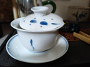 南山先生  茶具配件陶瓷功夫茶具三才碗泡茶碗釉下彩手繪青花瓷小魚(yú)蓋碗 小魚(yú)手繪蓋碗 曬單實(shí)拍圖