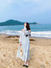 妍莉芬（yanlifen）海邊度假風(fēng)連衣裙女夏季2025年新款甜美溫柔法式氣質(zhì)露肩沙灘裙子 天藍色【版】 L 曬單實(shí)拍圖