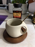 滿弓高檔咖啡杯帶勺咖啡杯套裝精致拿鐵杯復(fù)古粗陶小眾陶瓷馬克杯帶勺 彎月咖啡杯碟220ml+咖啡勺 曬單實(shí)拍圖