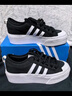 adidas NIZZA PLATFORM厚底增高運動帆布鞋男女阿迪達(dá)斯三葉草   一號黑/白   36 曬單實拍圖