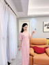莫代爾睡裙夏季女款2025新款純棉夏天及到腳踝超長長裙全棉長款大碼睡衣 粉紅HY88006 L 165 曬單實拍圖