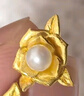 周大福山茶花 黃金鑲珍珠足金耳釘耳飾女生日禮物七夕情人節(jié)禮物 EOR1233 曬單實(shí)拍圖
