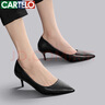 卡帝樂鱷魚 CARTELO 舒適職業(yè)百搭黑細高跟鞋女士 KCC-357-8 黑色5cm 37  曬單實拍圖