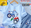 G.DUCKKIDS品牌童裝男童夏季冰絲套裝新款短袖防蚊褲寶寶恐龍衣服兩件套薄夏 官方旗艦卡通挖車天藍(lán)+挖掘機(jī)牛藍(lán)褲冰絲 100CM 均碼 曬單實(shí)拍圖
