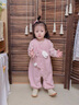 班喜迪嬰兒衣服秋裝嬰幼兒連體衣寶寶超萌可愛外出服背帶褲套裝春秋爬服 粉色 90 曬單實(shí)拍圖